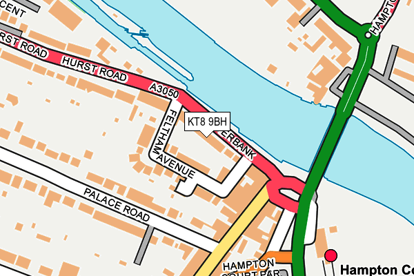 KT8 9BH map - OS OpenMap – Local (Ordnance Survey)