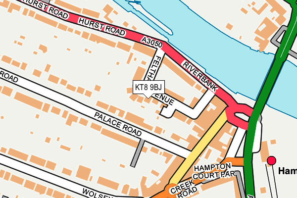 KT8 9BJ map - OS OpenMap – Local (Ordnance Survey)
