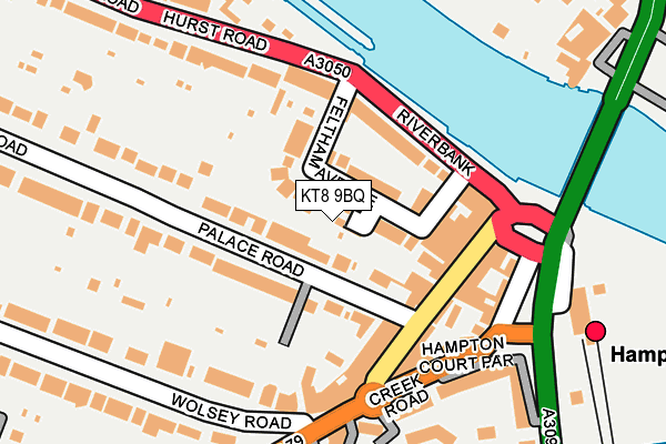 KT8 9BQ map - OS OpenMap – Local (Ordnance Survey)