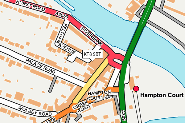 KT8 9BT map - OS OpenMap – Local (Ordnance Survey)