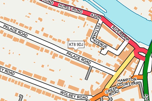 KT8 9DJ map - OS OpenMap – Local (Ordnance Survey)