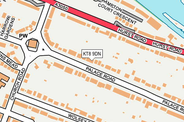 KT8 9DN map - OS OpenMap – Local (Ordnance Survey)