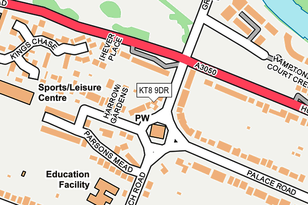 KT8 9DR map - OS OpenMap – Local (Ordnance Survey)