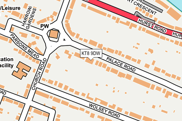 KT8 9DW map - OS OpenMap – Local (Ordnance Survey)