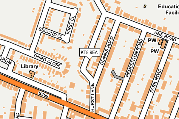 KT8 9EA map - OS OpenMap – Local (Ordnance Survey)
