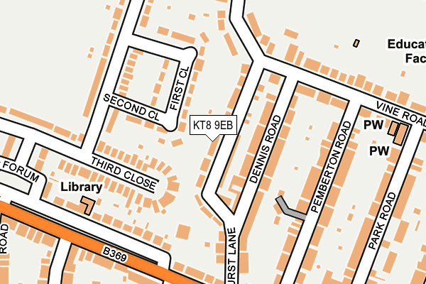 KT8 9EB map - OS OpenMap – Local (Ordnance Survey)