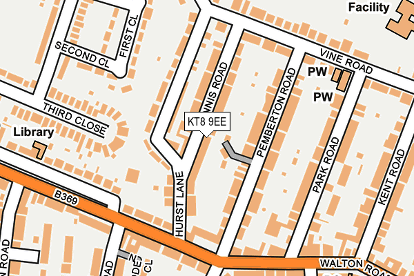 KT8 9EE map - OS OpenMap – Local (Ordnance Survey)