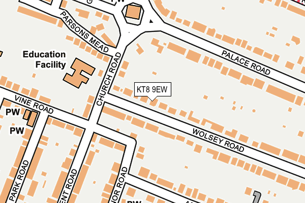 KT8 9EW map - OS OpenMap – Local (Ordnance Survey)
