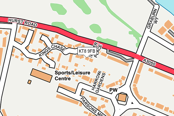 KT8 9FB map - OS OpenMap – Local (Ordnance Survey)