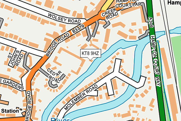 KT8 9HZ map - OS OpenMap – Local (Ordnance Survey)