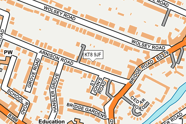 KT8 9JF map - OS OpenMap – Local (Ordnance Survey)