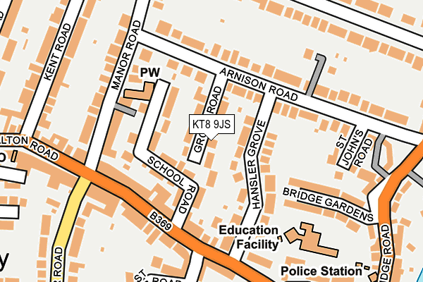 KT8 9JS map - OS OpenMap – Local (Ordnance Survey)
