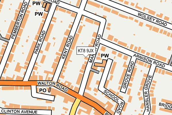 KT8 9JX map - OS OpenMap – Local (Ordnance Survey)
