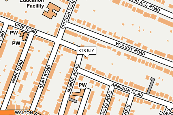 KT8 9JY map - OS OpenMap – Local (Ordnance Survey)