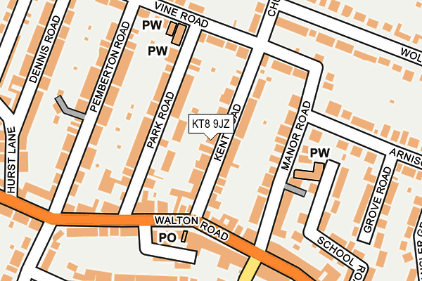 KT8 9JZ map - OS OpenMap – Local (Ordnance Survey)