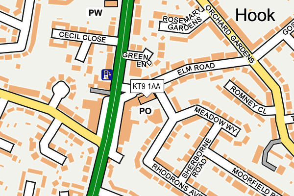 KT9 1AA map - OS OpenMap – Local (Ordnance Survey)