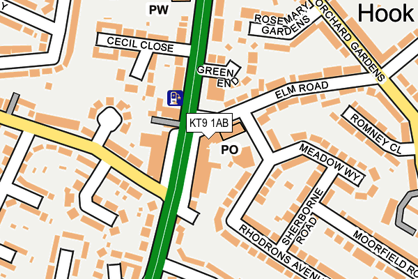 KT9 1AB map - OS OpenMap – Local (Ordnance Survey)
