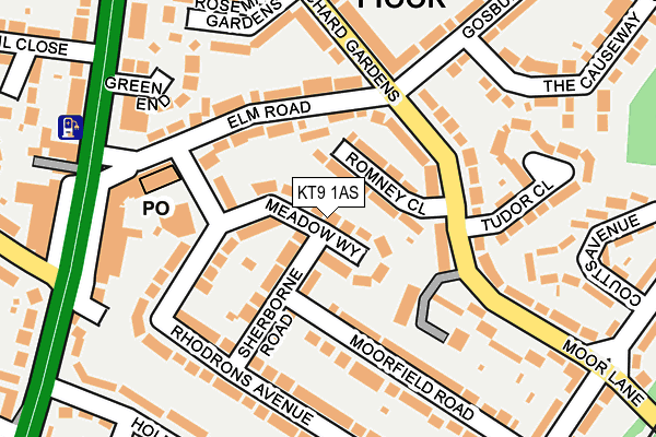 KT9 1AS map - OS OpenMap – Local (Ordnance Survey)