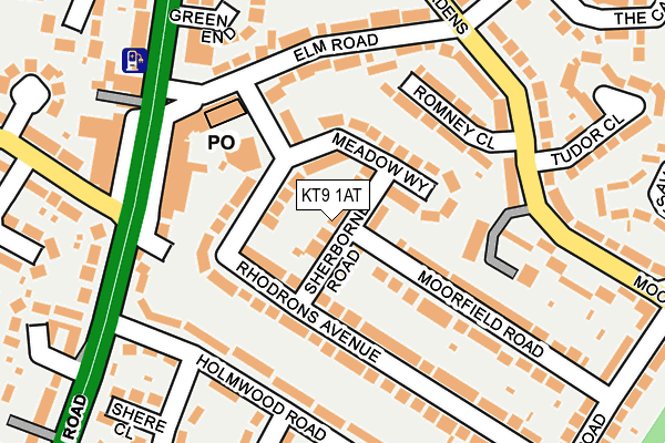 KT9 1AT map - OS OpenMap – Local (Ordnance Survey)