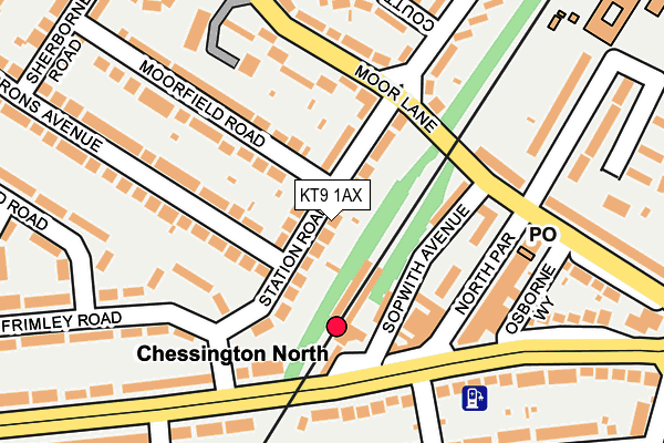 KT9 1AX map - OS OpenMap – Local (Ordnance Survey)
