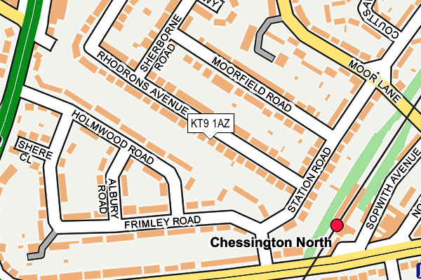 KT9 1AZ map - OS OpenMap – Local (Ordnance Survey)