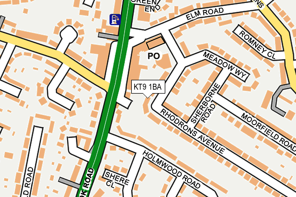 KT9 1BA map - OS OpenMap – Local (Ordnance Survey)