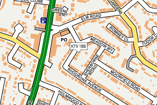 KT9 1BB map - OS OpenMap – Local (Ordnance Survey)