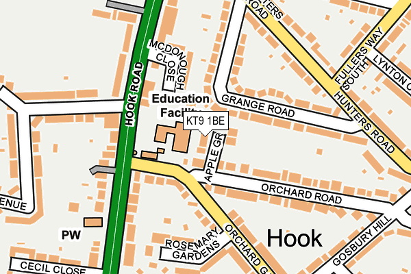 KT9 1BE map - OS OpenMap – Local (Ordnance Survey)