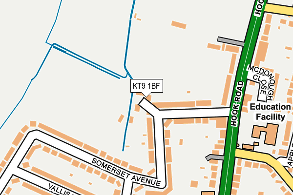 KT9 1BF map - OS OpenMap – Local (Ordnance Survey)