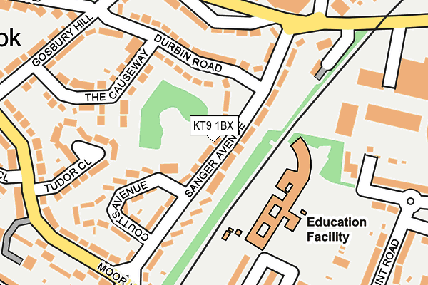 KT9 1BX map - OS OpenMap – Local (Ordnance Survey)