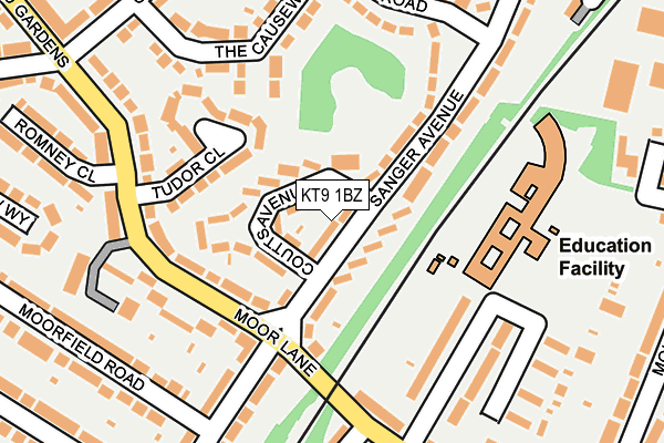 KT9 1BZ map - OS OpenMap – Local (Ordnance Survey)