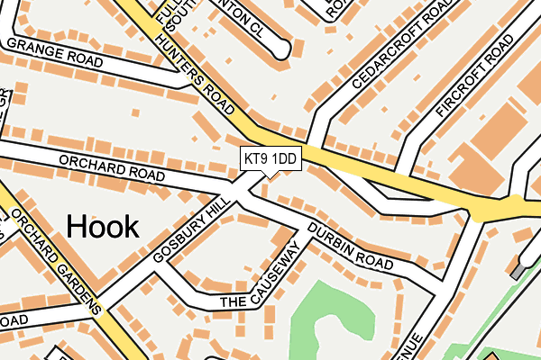 KT9 1DD map - OS OpenMap – Local (Ordnance Survey)