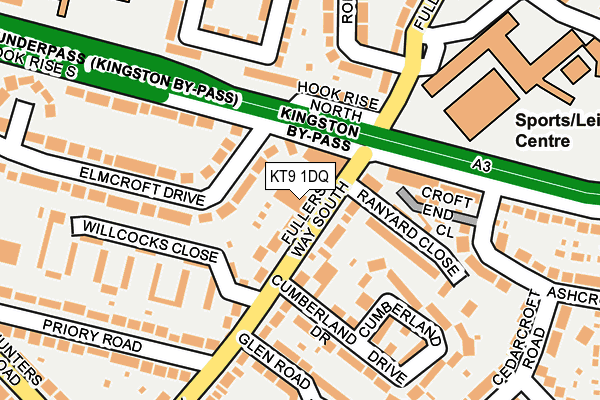 KT9 1DQ map - OS OpenMap – Local (Ordnance Survey)