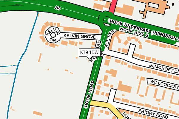 KT9 1DW map - OS OpenMap – Local (Ordnance Survey)