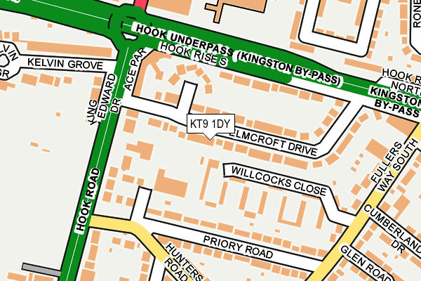 KT9 1DY map - OS OpenMap – Local (Ordnance Survey)