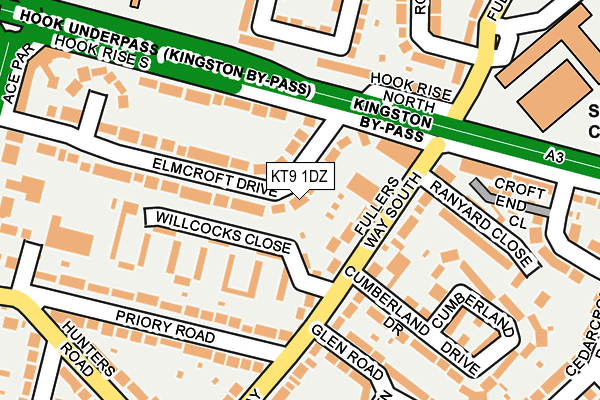 KT9 1DZ map - OS OpenMap – Local (Ordnance Survey)