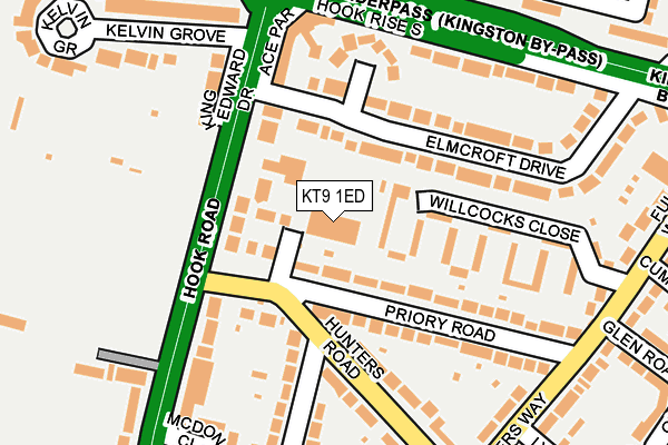 KT9 1ED map - OS OpenMap – Local (Ordnance Survey)