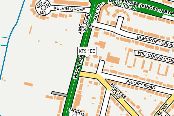 KT9 1EE map - OS OpenMap – Local (Ordnance Survey)
