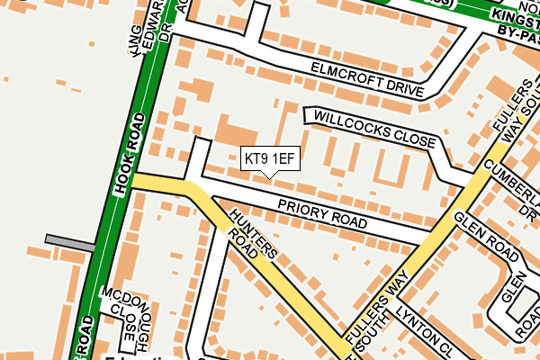 KT9 1EF map - OS OpenMap – Local (Ordnance Survey)
