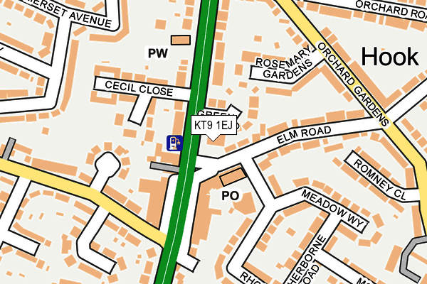 KT9 1EJ map - OS OpenMap – Local (Ordnance Survey)