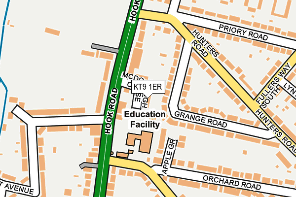 KT9 1ER map - OS OpenMap – Local (Ordnance Survey)