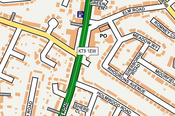 KT9 1EW map - OS OpenMap – Local (Ordnance Survey)