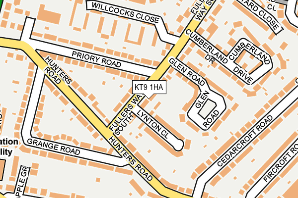 KT9 1HA map - OS OpenMap – Local (Ordnance Survey)
