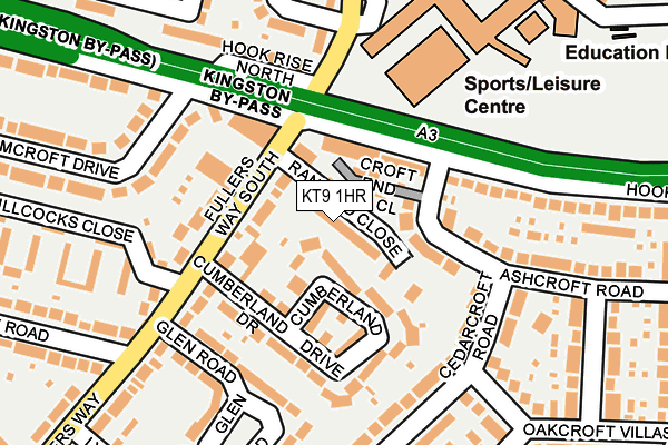 KT9 1HR map - OS OpenMap – Local (Ordnance Survey)