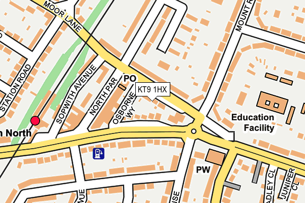 KT9 1HX map - OS OpenMap – Local (Ordnance Survey)