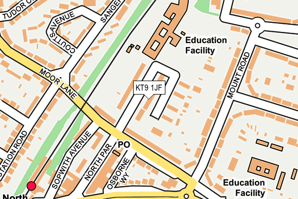 KT9 1JF map - OS OpenMap – Local (Ordnance Survey)