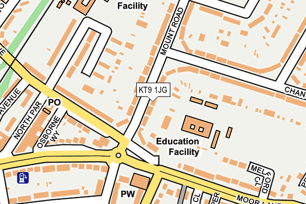 KT9 1JG map - OS OpenMap – Local (Ordnance Survey)