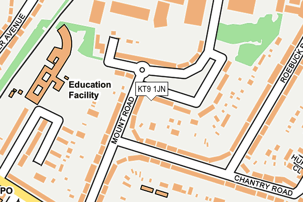 KT9 1JN map - OS OpenMap – Local (Ordnance Survey)