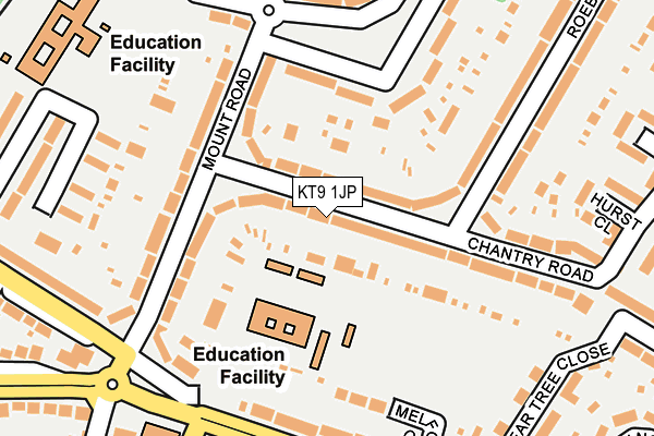 KT9 1JP map - OS OpenMap – Local (Ordnance Survey)