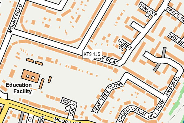 KT9 1JS map - OS OpenMap – Local (Ordnance Survey)